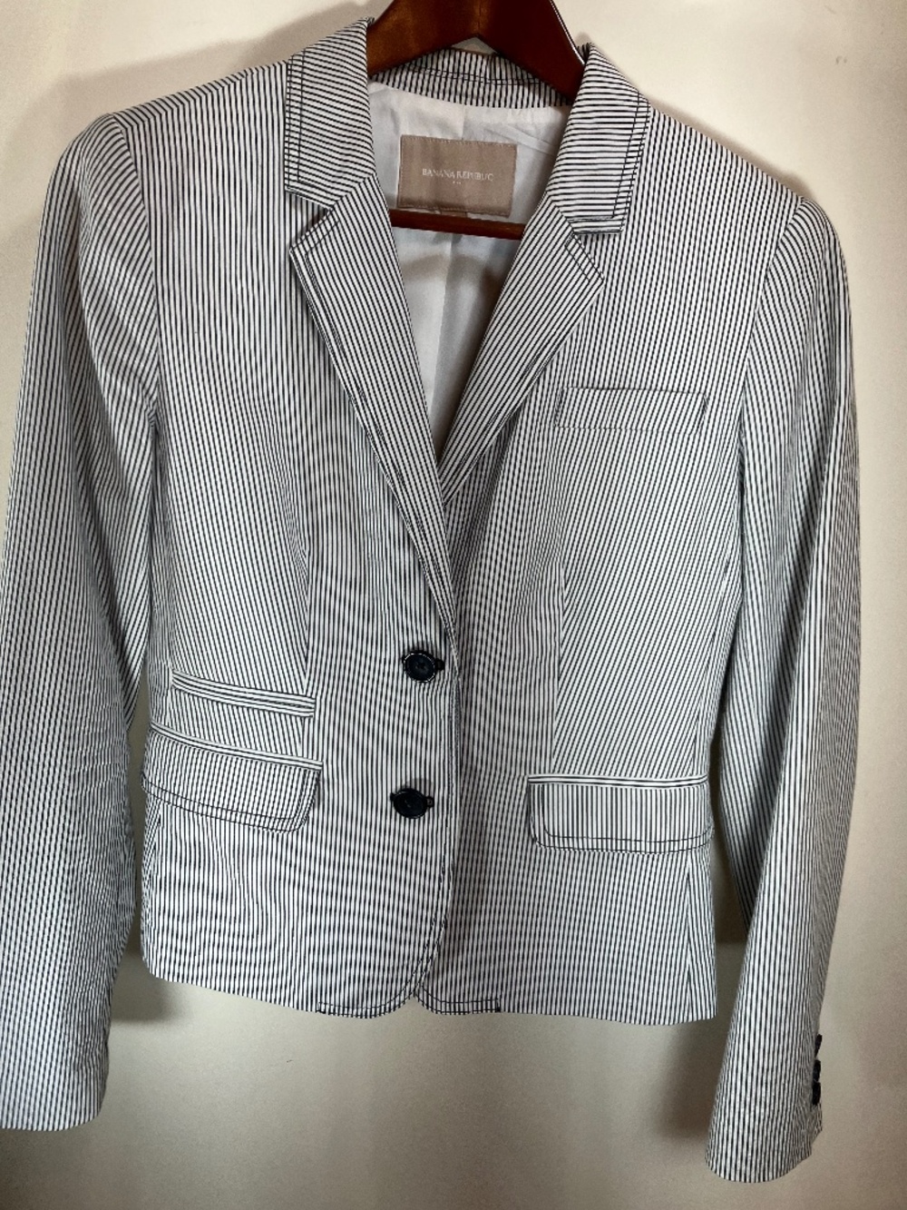 Women's BR Lightweight Striped 100% Cotton Jacket Size 6 in Excellent Condition